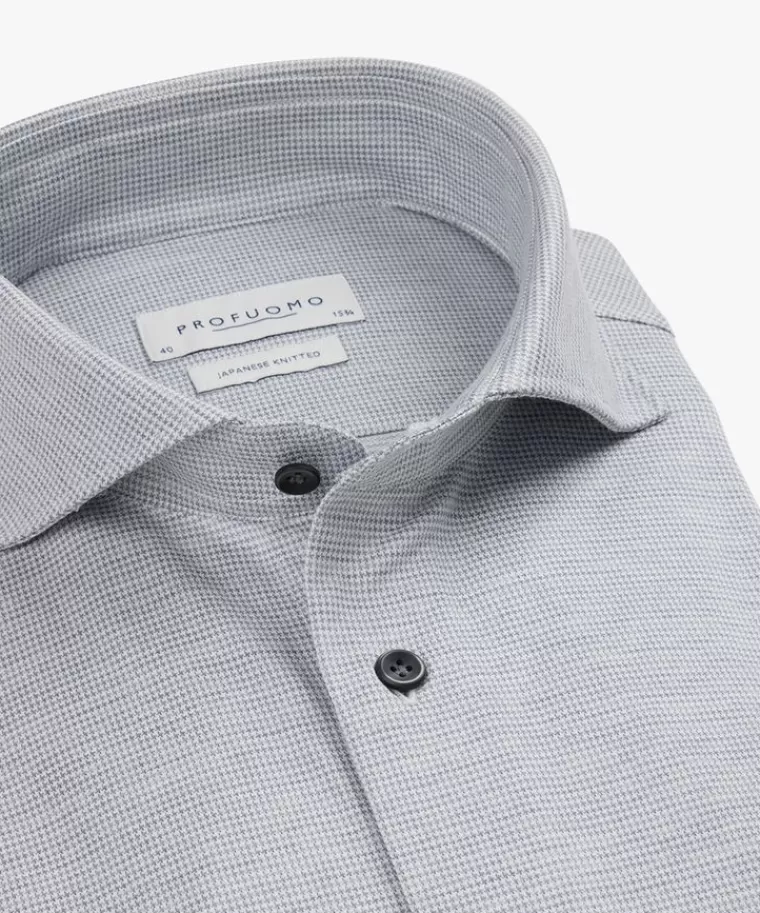 Profuomo Pied de Poule Japanese knitted overhemd Grijs Clearance