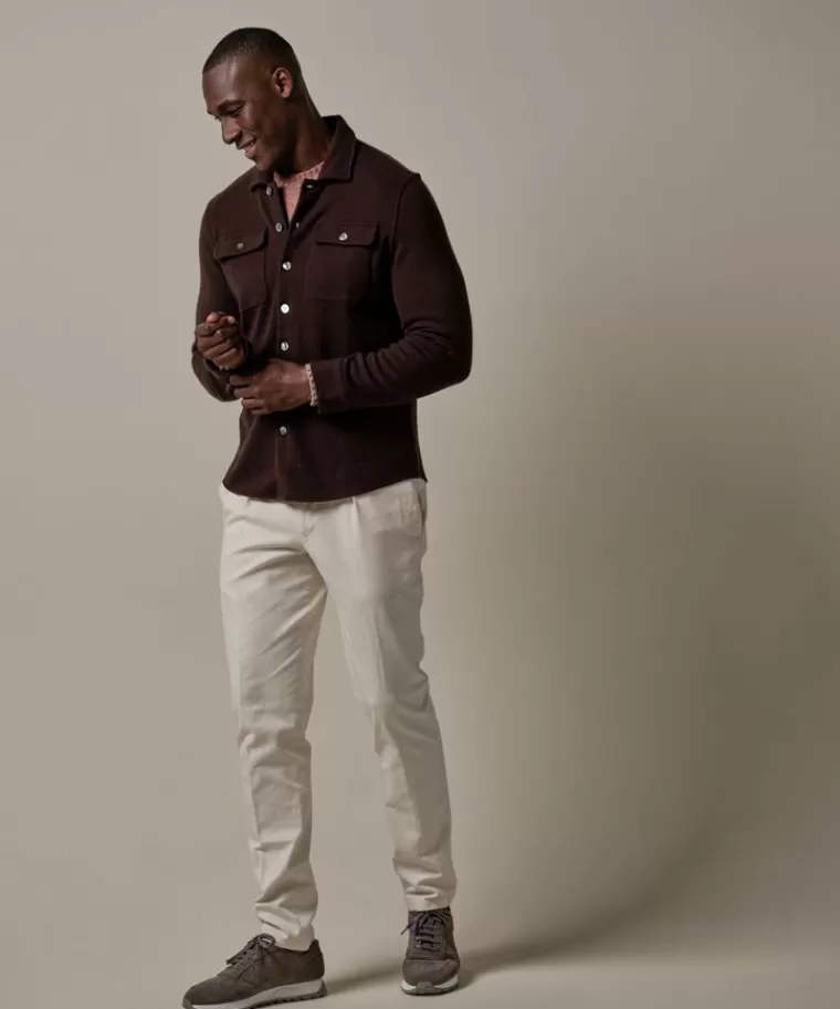 Profuomo Roest bruine wol knitted overshirt DonkerBruin Store