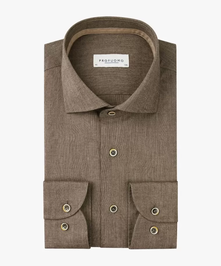 Profuomo flanel overhemd Taupe Online