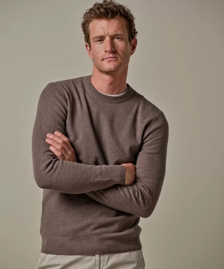 Profuomo structuur crewneck Taupe Cheap
