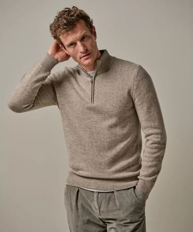 Profuomo wollen half zip Taupe Hot