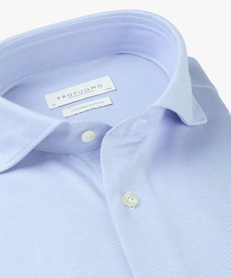 Profuomo Twill Japanese knitted overhemd Lichtblauw Sale