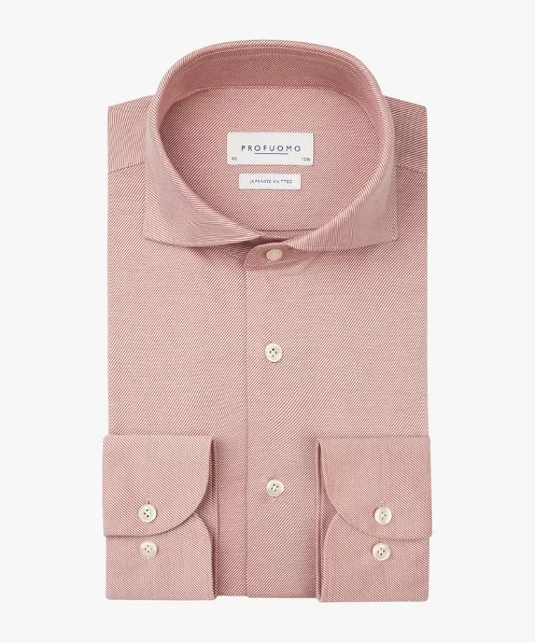 Profuomo Twill Japanese knitted overhemd TuscanRed Sale