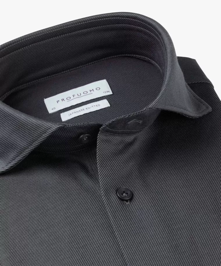 Profuomo Twill Japanese knitted overhemd Antraciet Cheap