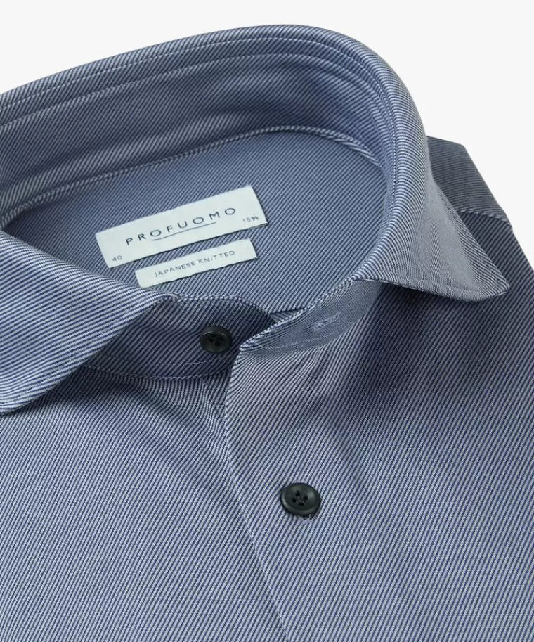 Profuomo Twill Japanese knitted overhemd Midblauw Online