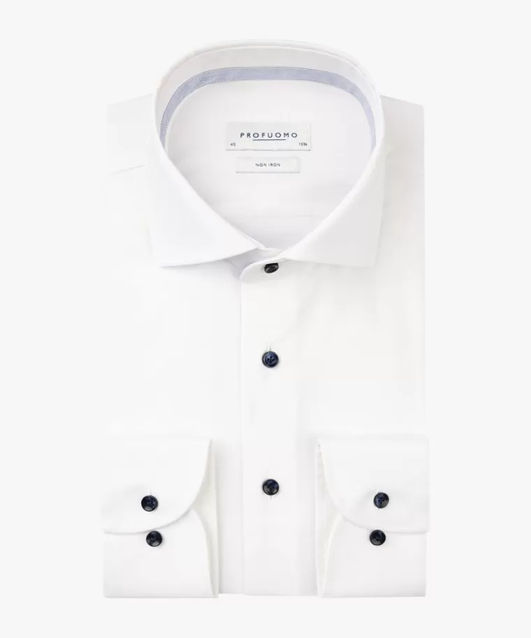 Profuomo dobby overhemd Wit Outlet