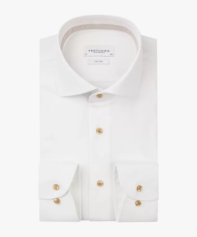 Profuomo dobby overhemd Extra LM Wit Clearance