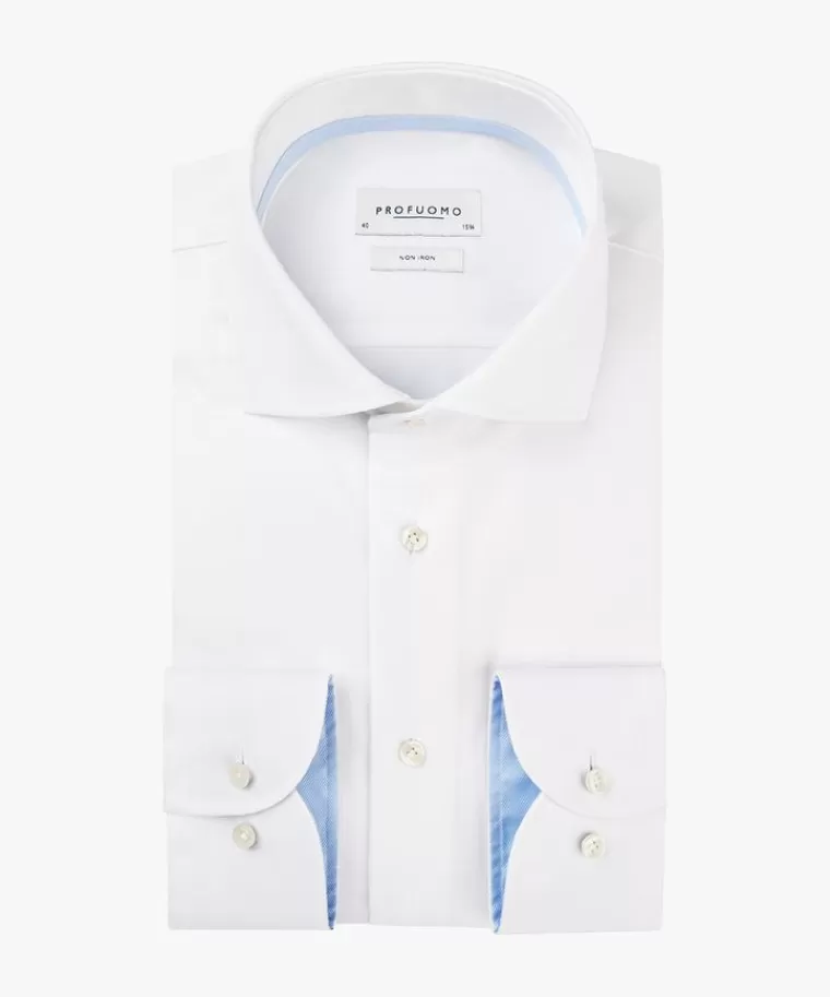 Profuomo two-ply twill overhemd Wit Discount