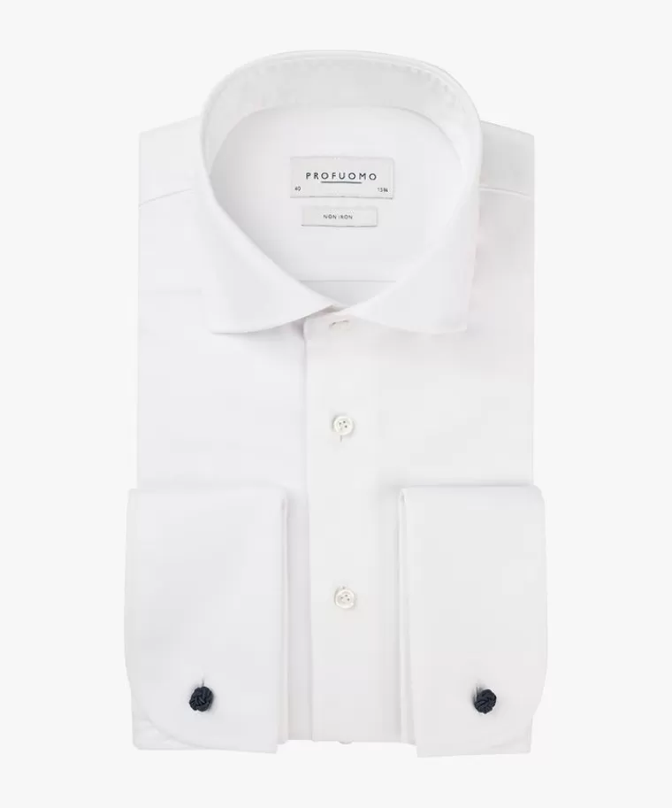 Profuomo two-ply twill overhemd Wit Flash Sale