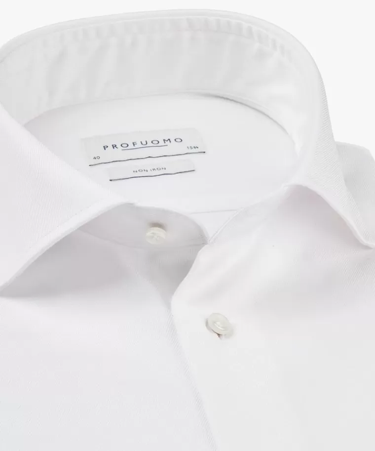 Profuomo two-ply twill overhemd Wit Flash Sale