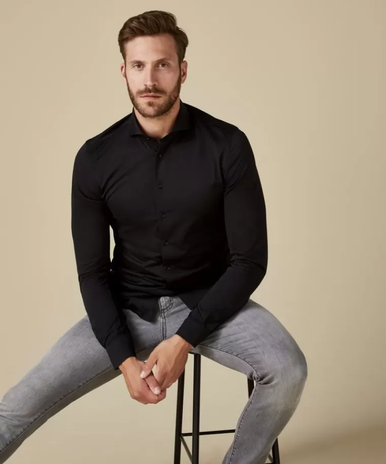 Profuomo Japanese knitted overhemd Zwart Clearance