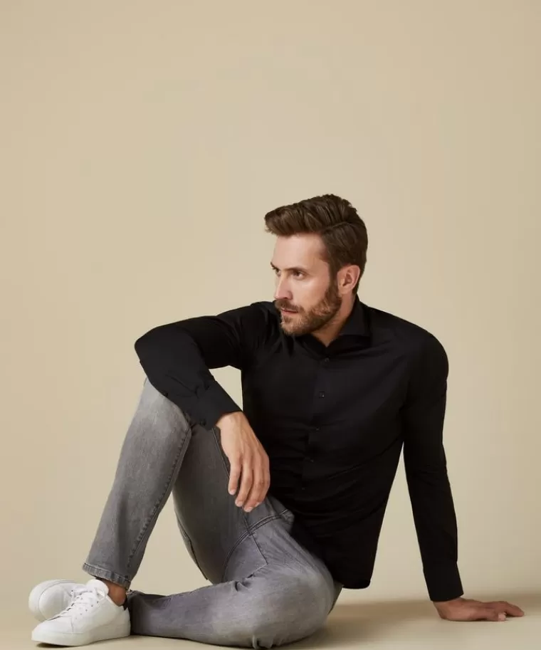 Profuomo Japanese knitted overhemd Zwart Clearance