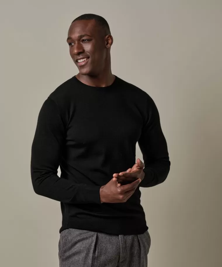 Profuomo e merino crewneck Zwart Flash Sale