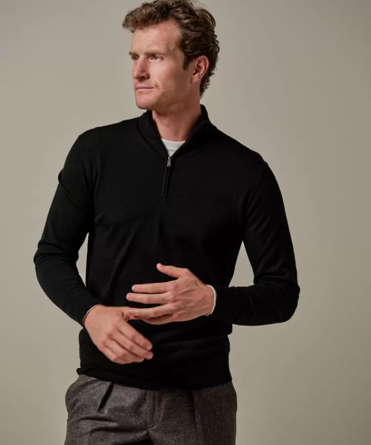 Profuomo e merino half zip Zwart Cheap