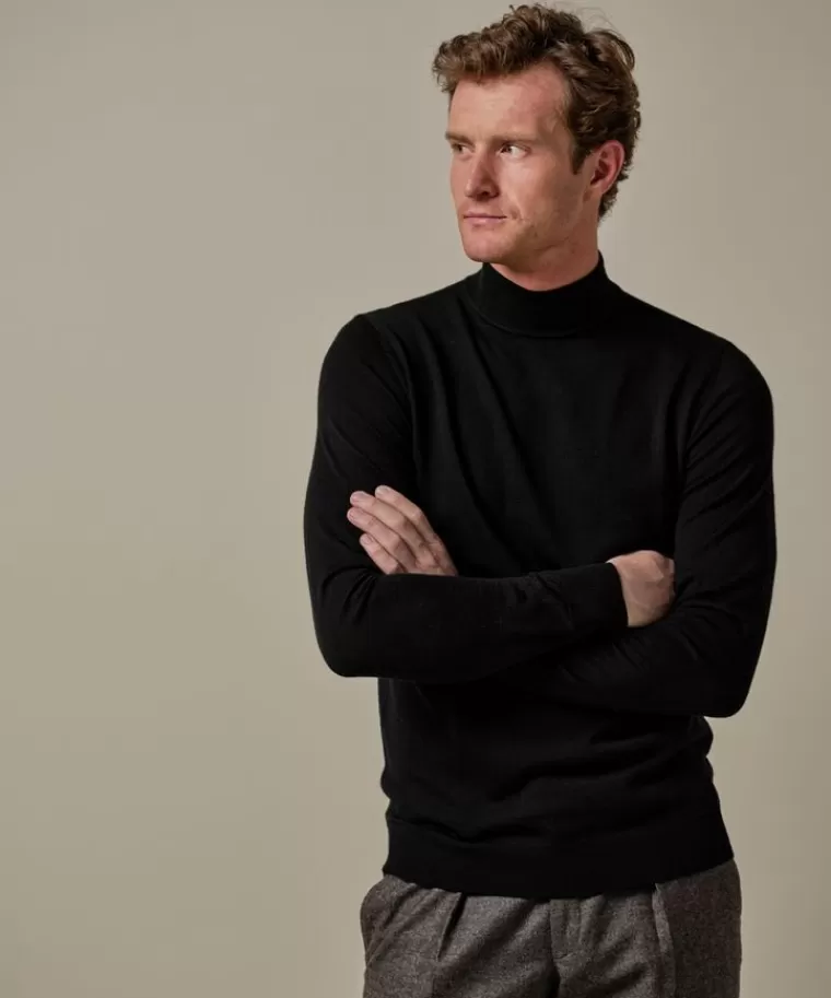 Profuomo e merino mockneck Zwart Fashion